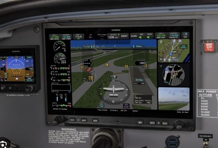 Garmin AXIS glass cockpit with standby display installed in an aircraft panel.